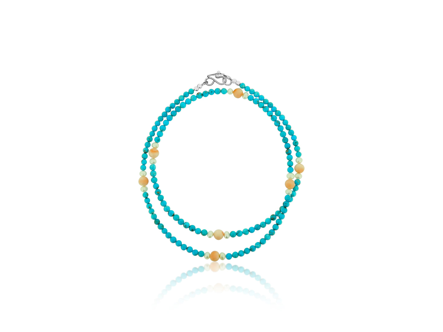 Turquoise Coral and Pearl Necklace