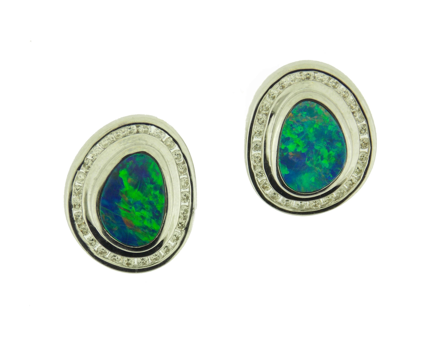 Opal, Diamond and Turquoise Earrings
