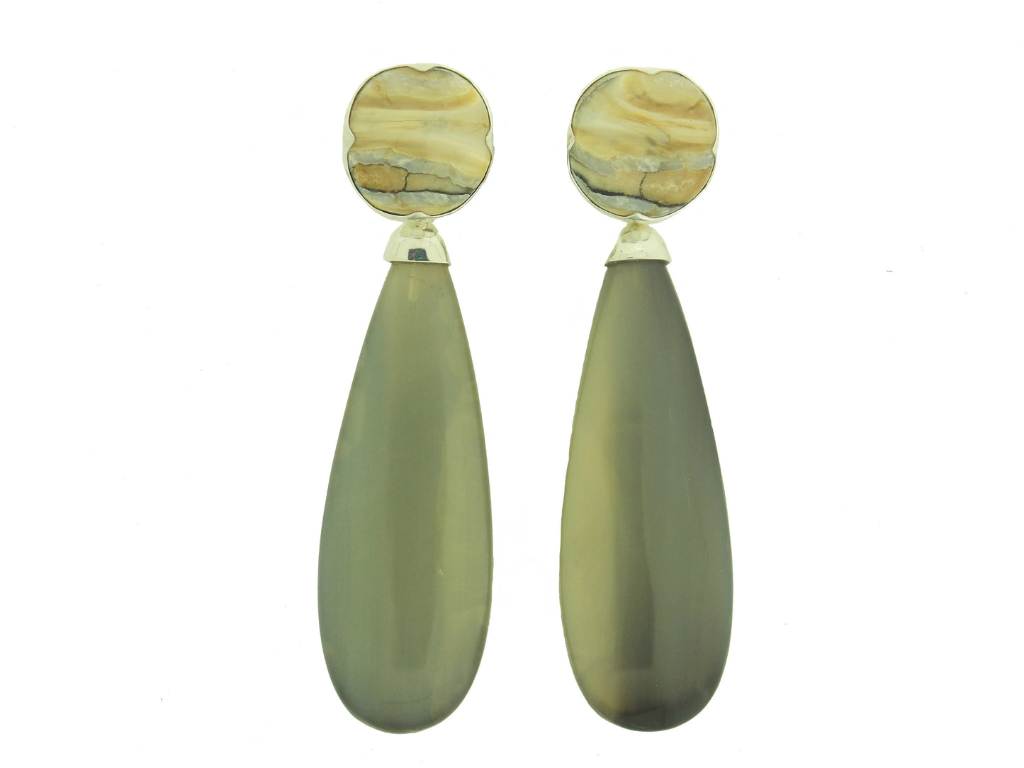 Cognac Diamond, Buffalo Horn and Fossilized Ivory Earrings