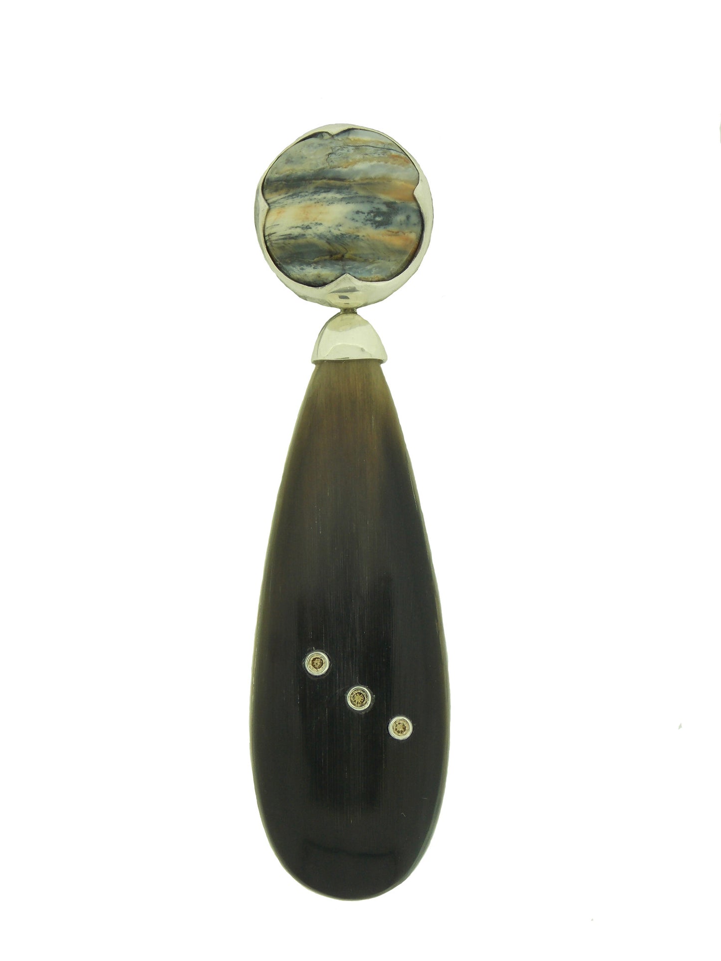 Flat Buffalo Horns set with Triple Cognac Diamonds