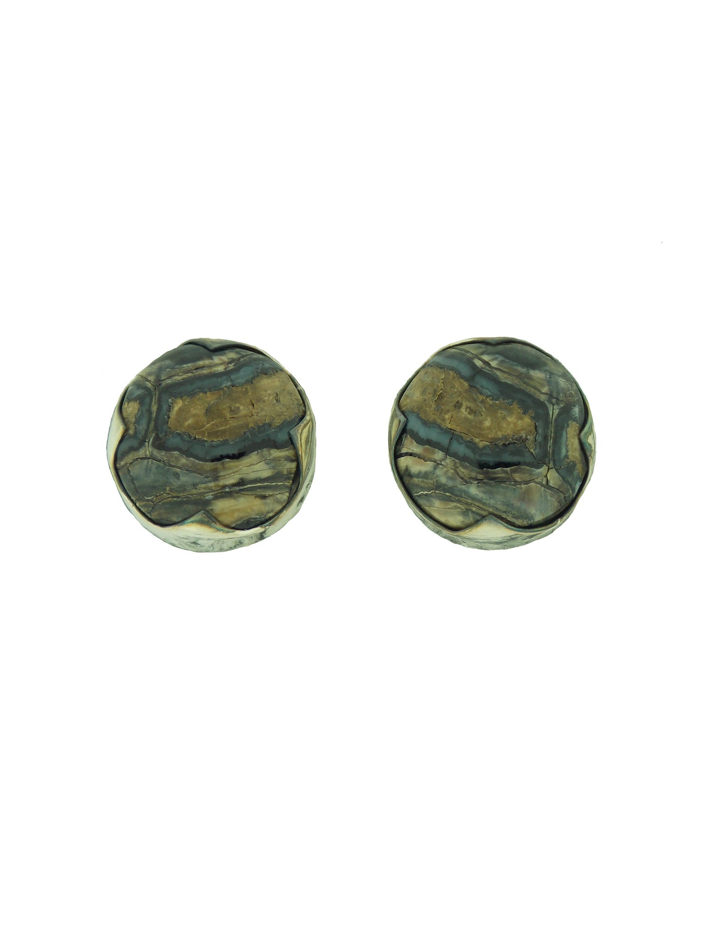 Fossilized Woolly Mammoth Earrings With Rich Blue Colors
