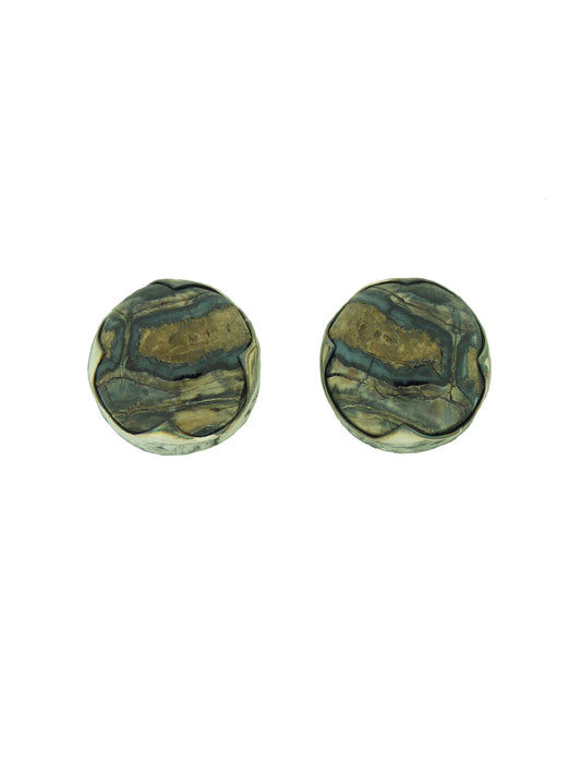 Fossilized Woolly Mammoth Earrings With Rich Blue Colors