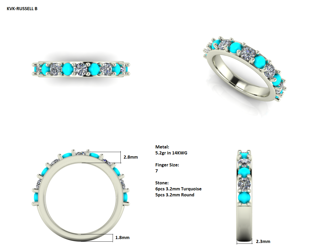 Turquoise and Diamond Engagement Ring Set