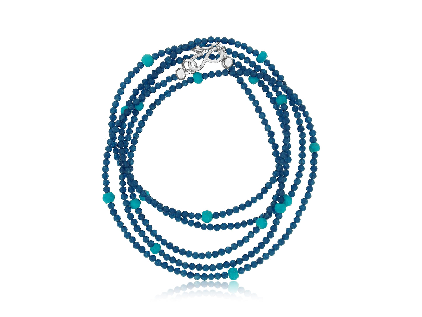 Faceted Lapis and Turquoise Long Necklace