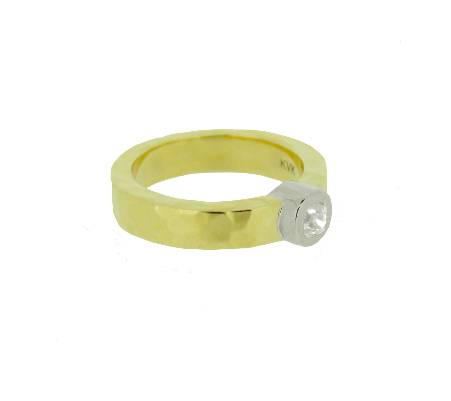 Hammered 18kt Gold & Diamond Ring