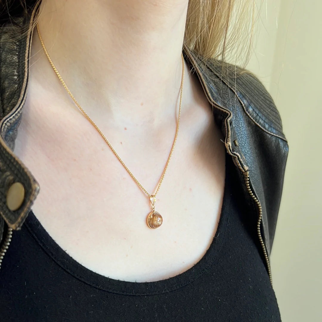 Rutilated Quartz Gold Pendant