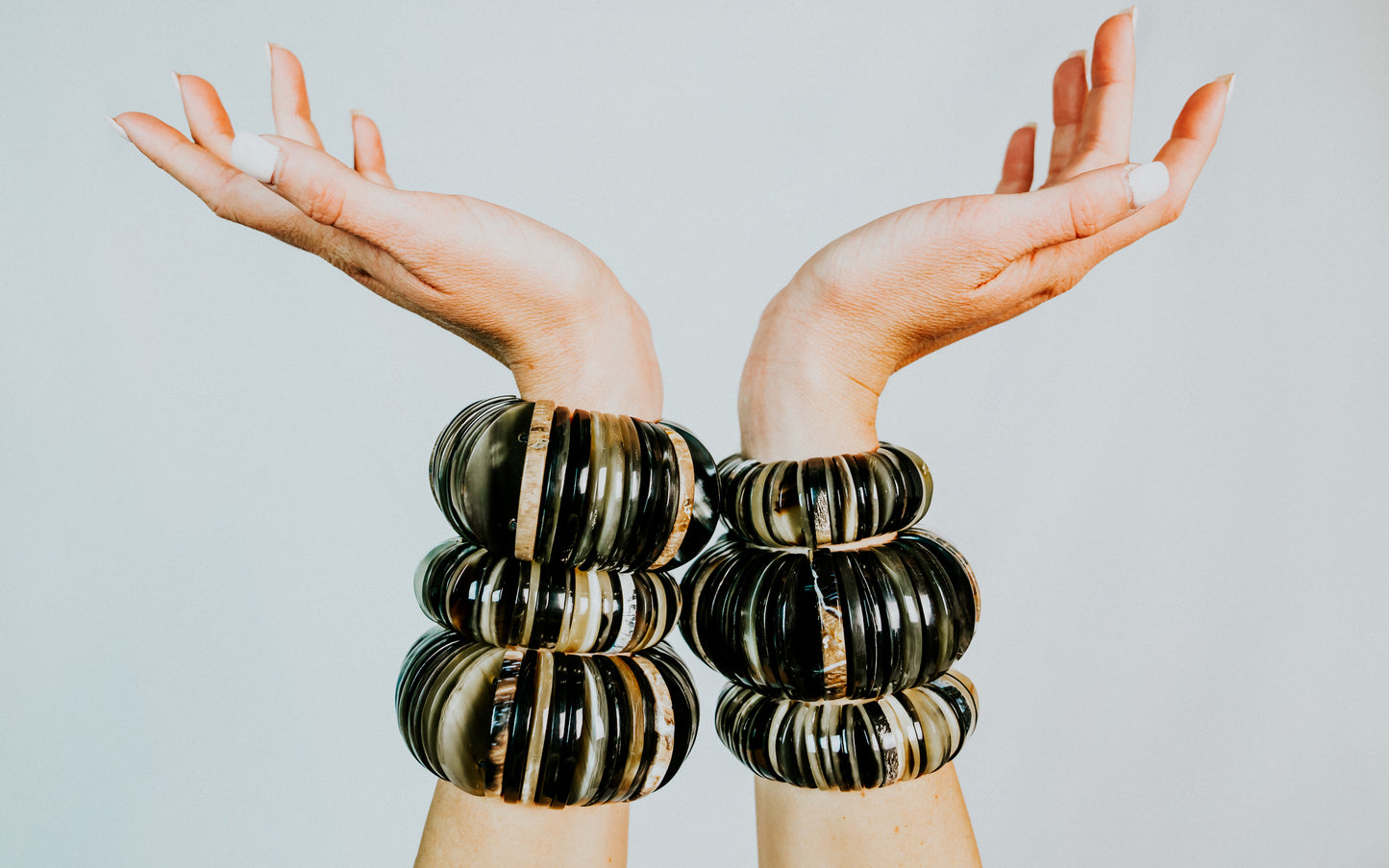 Narrow Buffalo Horn and Fossilized Woolly Mammoth Ivory Bracelets