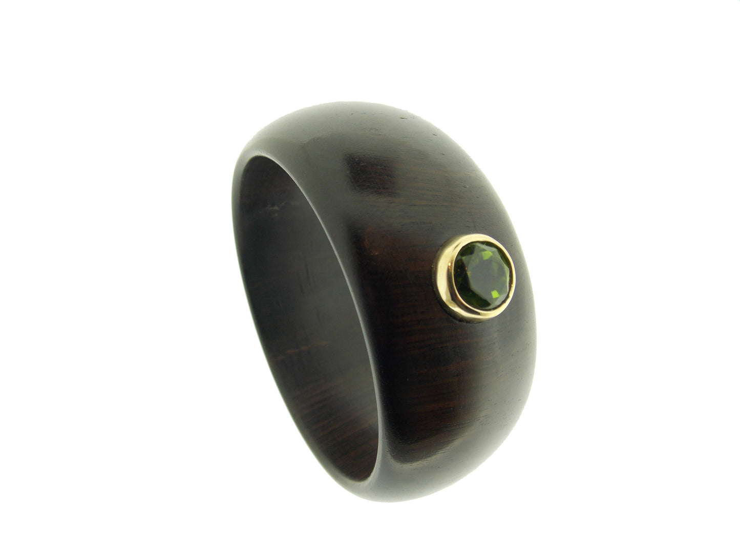 Peridot Gem Ebony Wood Bangle