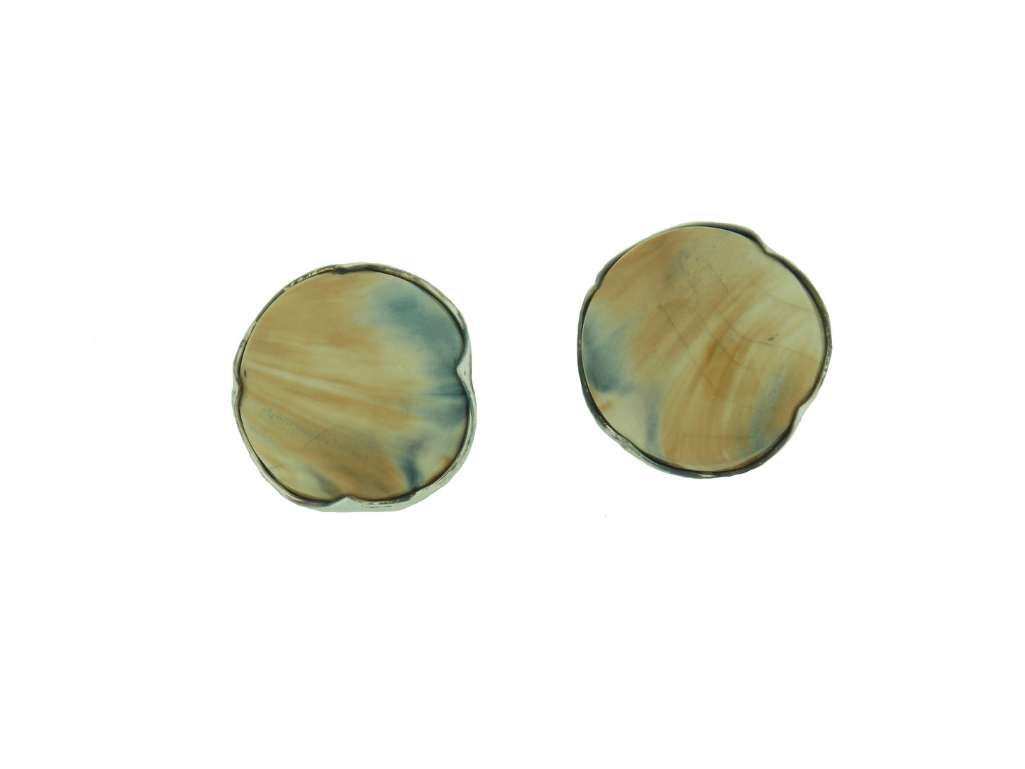 Fossilized Woolly Mammoth Rust and Blue Cream Earrings