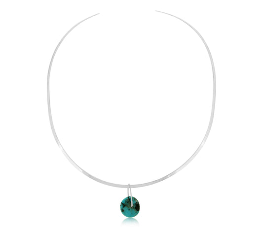 Turquoise Disc Silver Collar