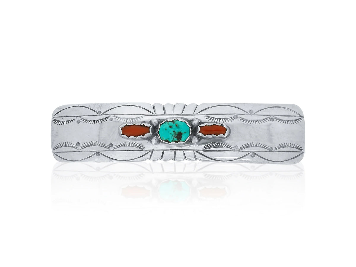 Coral Turquoise Vintage Barrette