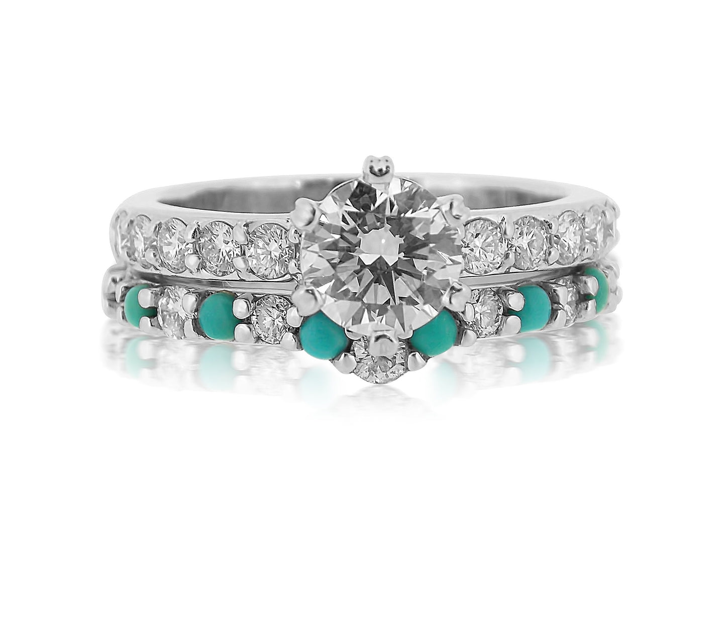 Turquoise & Diamond Wedding Set