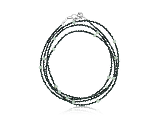 Micro Black Spinel and Pearl Necklace