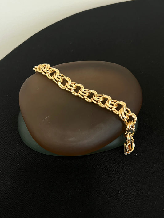 Heavy Double Link Gold Bracelet