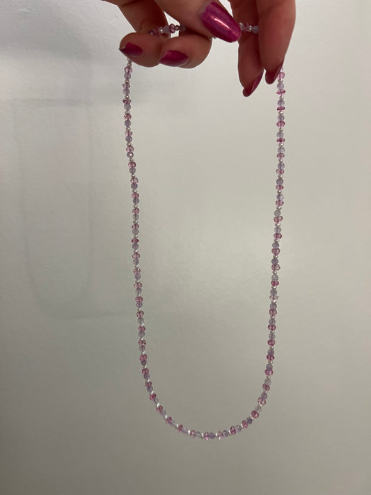 Pink Spinel, Purple Amethyst, Pearl Necklace
