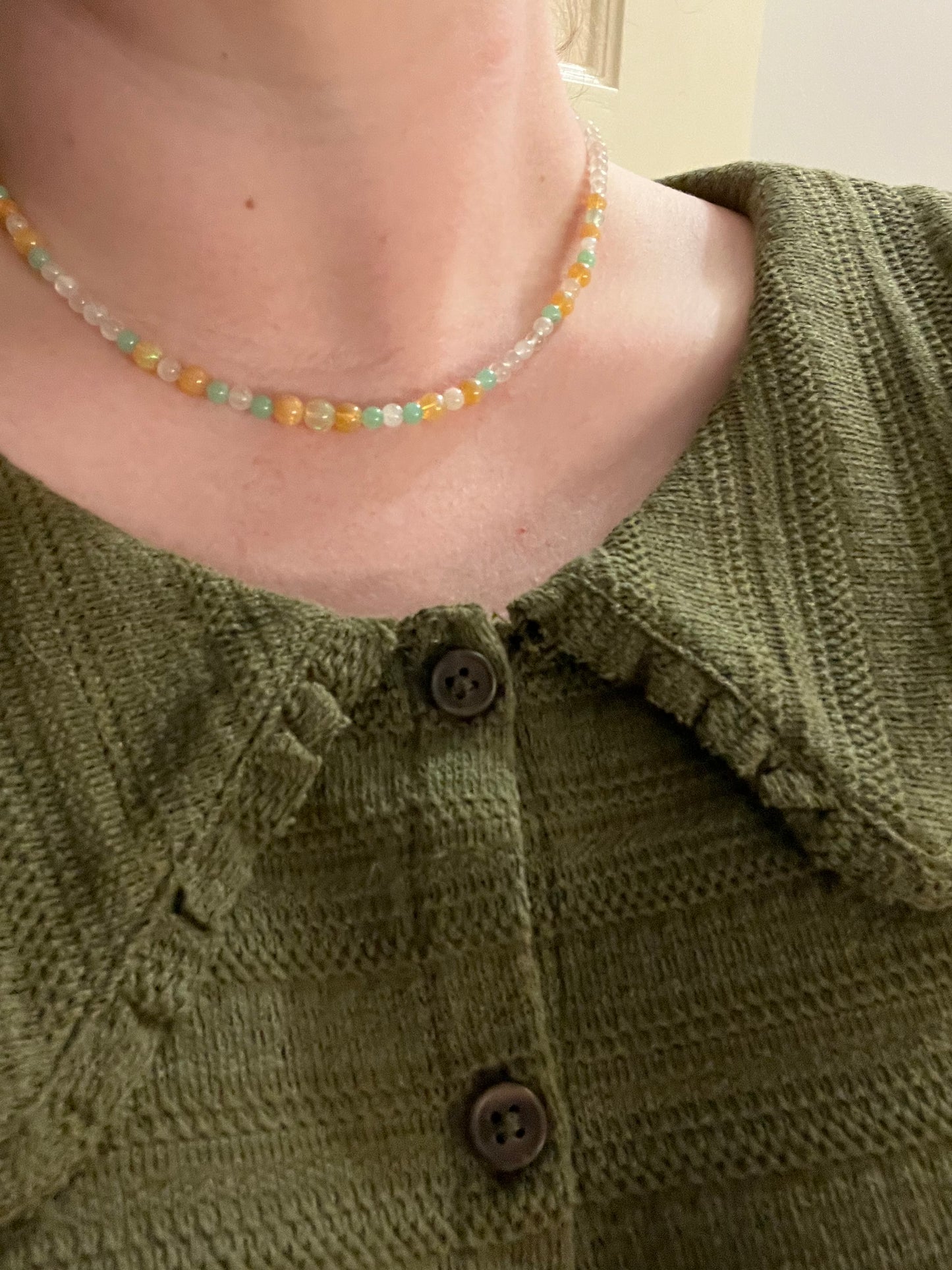 Moonstone, Chrysoprase, and Opal Necklace