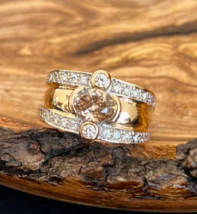 Champagne Diamond Gold Ring