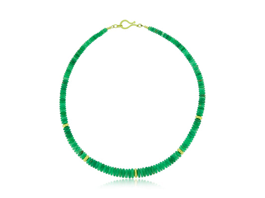 Emerald and Gold Beaded Necklace