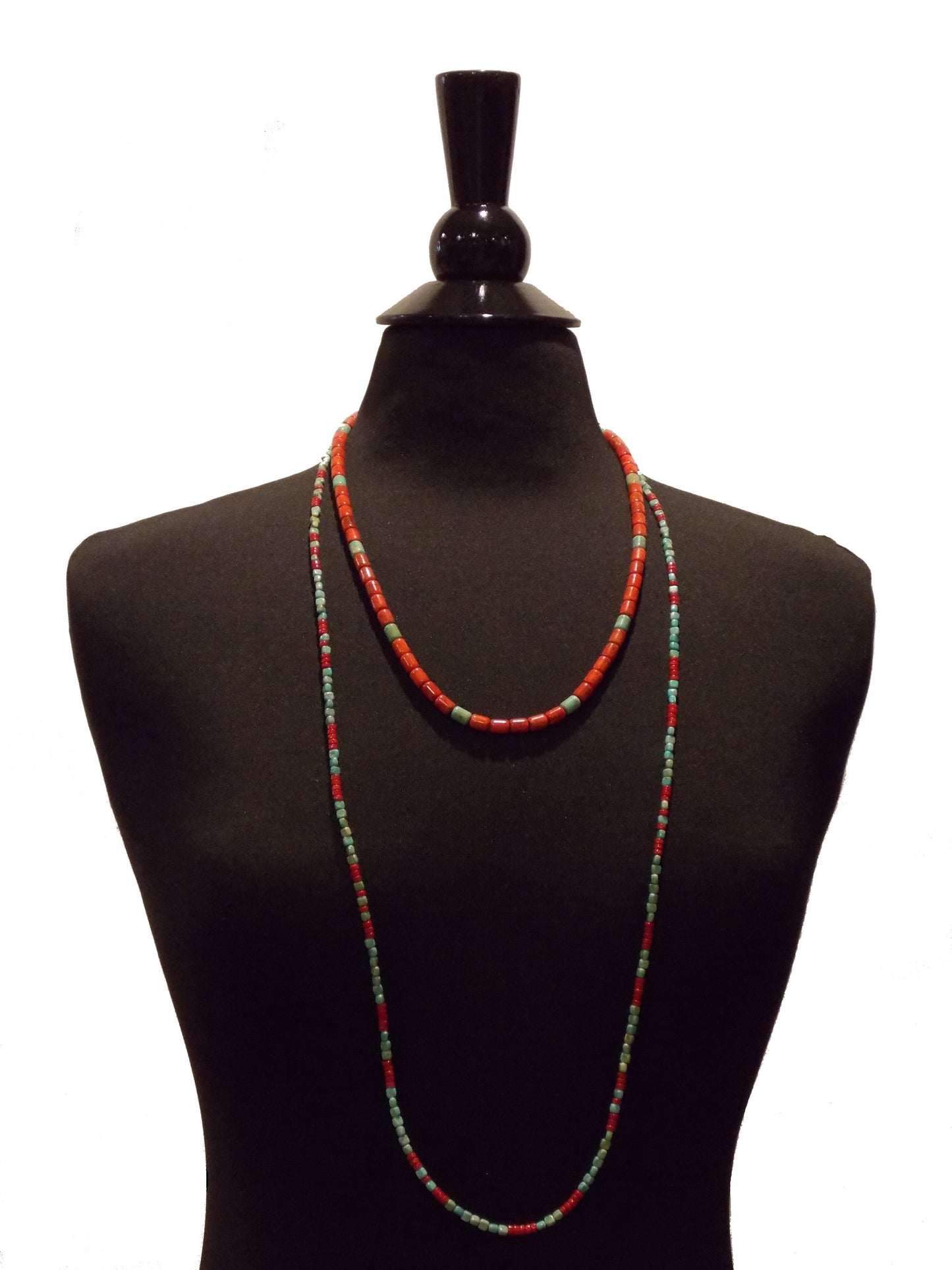 Long Turquoise and Coral Necklace