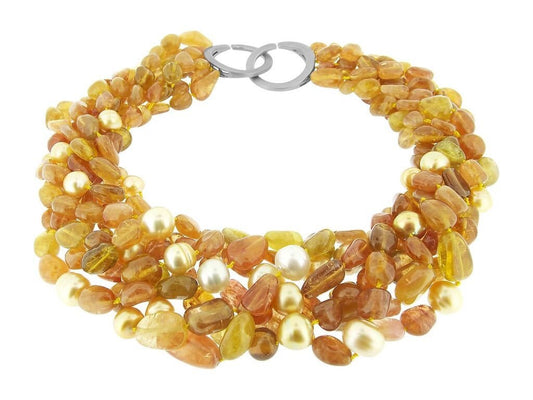 Golden Tourmaline & South Sea Pearl Necklace