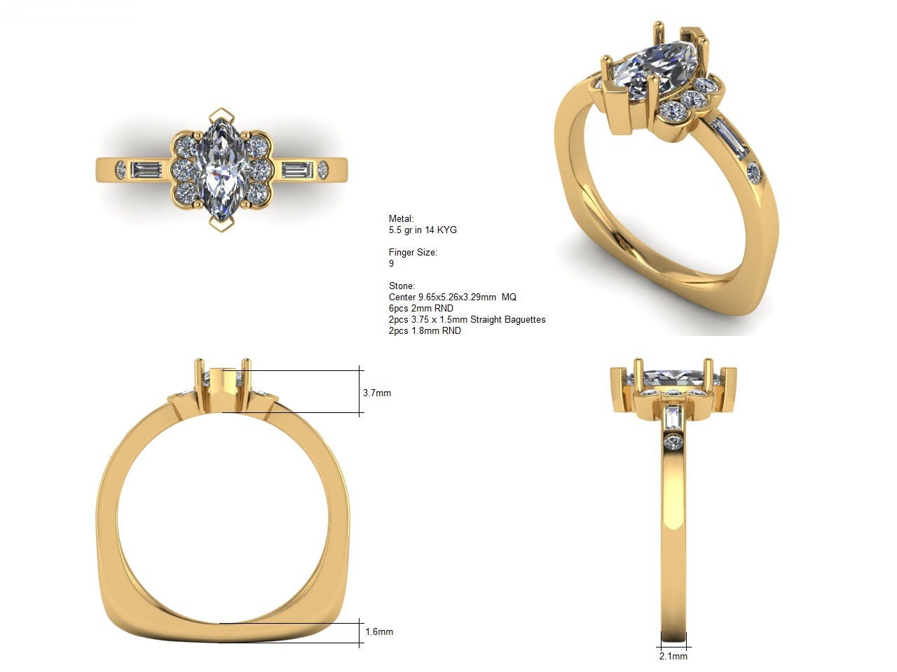 Custom Marquise Center Engagement Ring
