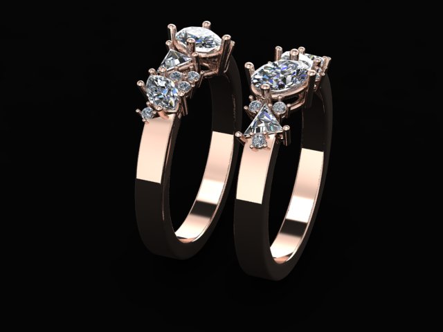 Scattered Diamond Engagement Ring