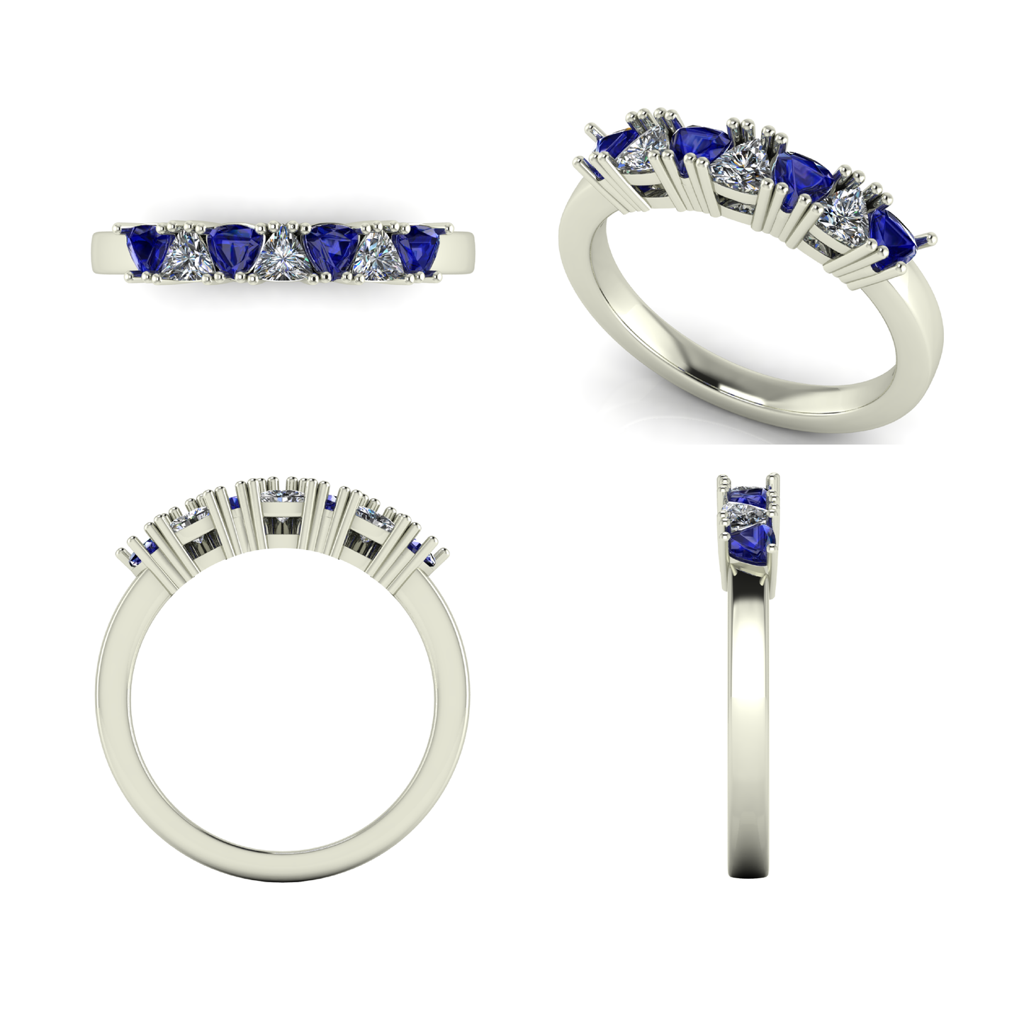 Sapphire & Diamond Trillion Ring