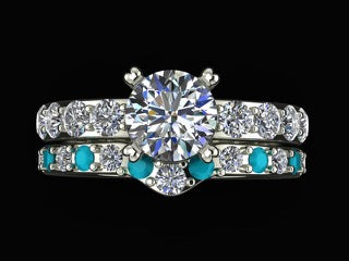 Turquoise & Diamond Wedding Set