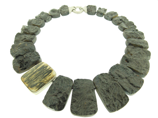 Fossilized Ivory and Hematite Necklace