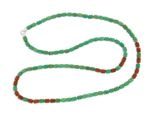 Turquoise & Coral Long Necklace