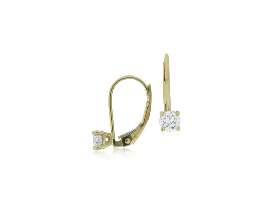 Diamond & Rose Gold Lever Back Earrings