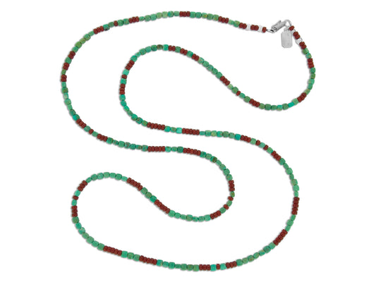 Long Turquoise and Coral Necklace