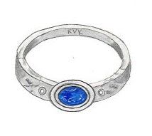 Hammered Band with Sapphire