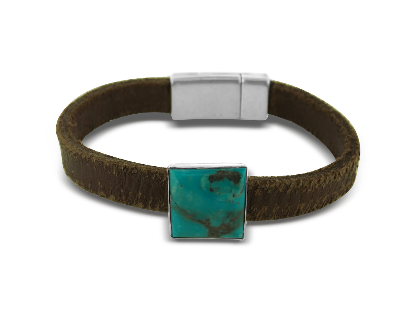 Leather and Turquoise Bracelet